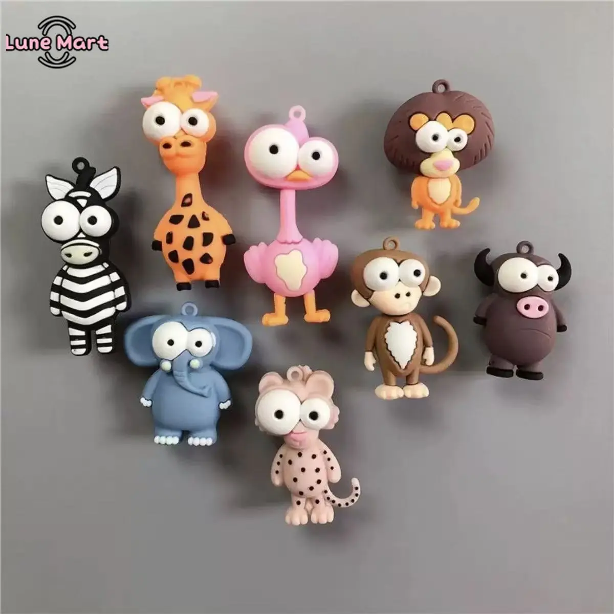 Refrigerator Magnets Set, 8-Piece Playful PVC Cartoon Animals, Strong Hold Magnetic Decoration for Kitchen & Office, Fun Gift for All Ages, Brightening, 8Pcs, Cute