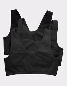 Hanes Women's Cotton Scoopneck Crop Sports Bralette, Low Impact, 3-Pack