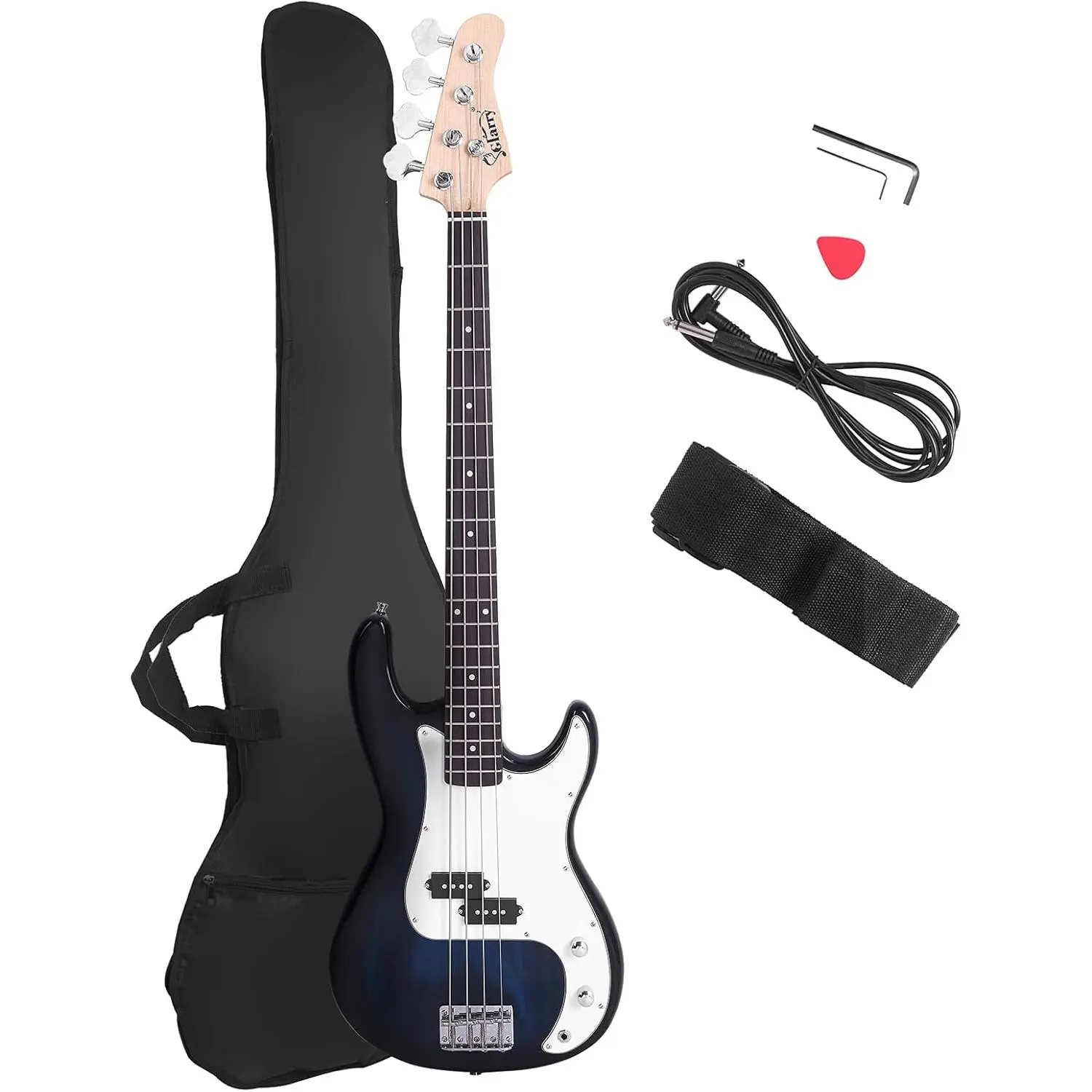 Glarry 4-String Full-Size Electric Bass Guitar - Basswood Body, Rosewood Components, Fire Burning Design, Single Coil Pickup, Split SC Clarity, Fixed 4-Saddle Bridge, 30-Day Return Policy for Rock Music & Practice tiktokshopbacktoschool