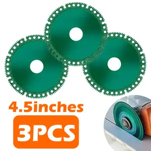 3-Pack 4.5-Inch Ultra-Thin Diamond Cutting Discs for Angle Grinder – 1.2mm Continuous Rim Blade for Tile, Stone & Concrete – Precision Cuts with Light Metal Capability