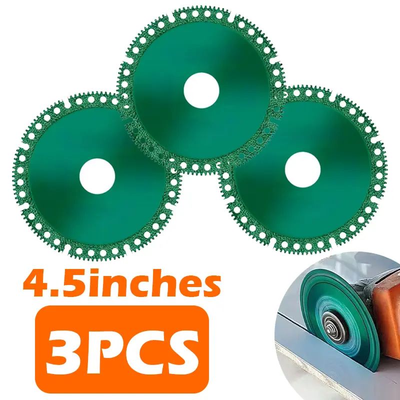 3-Pack & 6-Pack Ultra-Thin 4.5-Inch (115mm) Diamond Continuous Rim Cutting Discs for Angle Grinders, 1.2mm Blades, Minimal Chipping, Smooth Fast Cuts, Dry Cutting for Granite, Tile, Porcelain, Ceramic, Marble