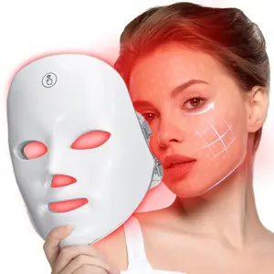 Red light therapy mask, 7-color LED photorejuvenation mask, daily care photorejuvenation, wireless charging, ideal gift for women, autumn and winter skin care facial care gift