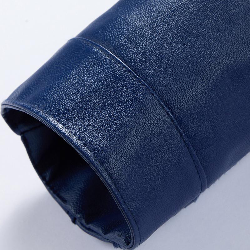 Men'S Faux Leather Bomber Jacket with Multiple Zipper Pockets - Stand Collar, Zip Closure, Polyester Lining, Regular Fit, Mature Style, Casual Outerwear|Stylish Bomber Jacket|Zippered Jacket