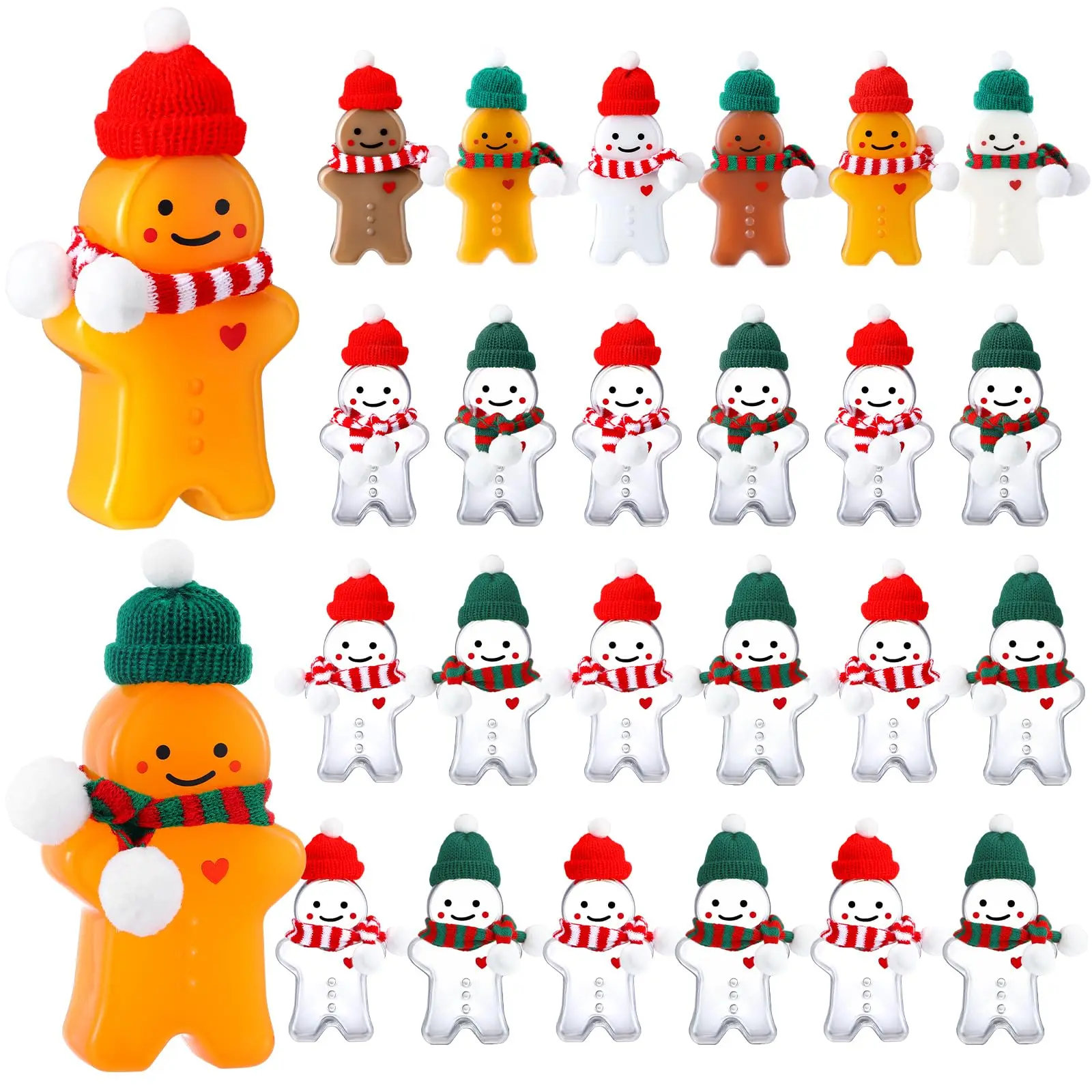 10/15/24 Set Christmas Plastic Juice Bottles with Straws & Lids, Reusable Gingerbread Man, Snowman & Bear Drink Bottles for Milk, Juice, Smoothies, Christmas Party Favors