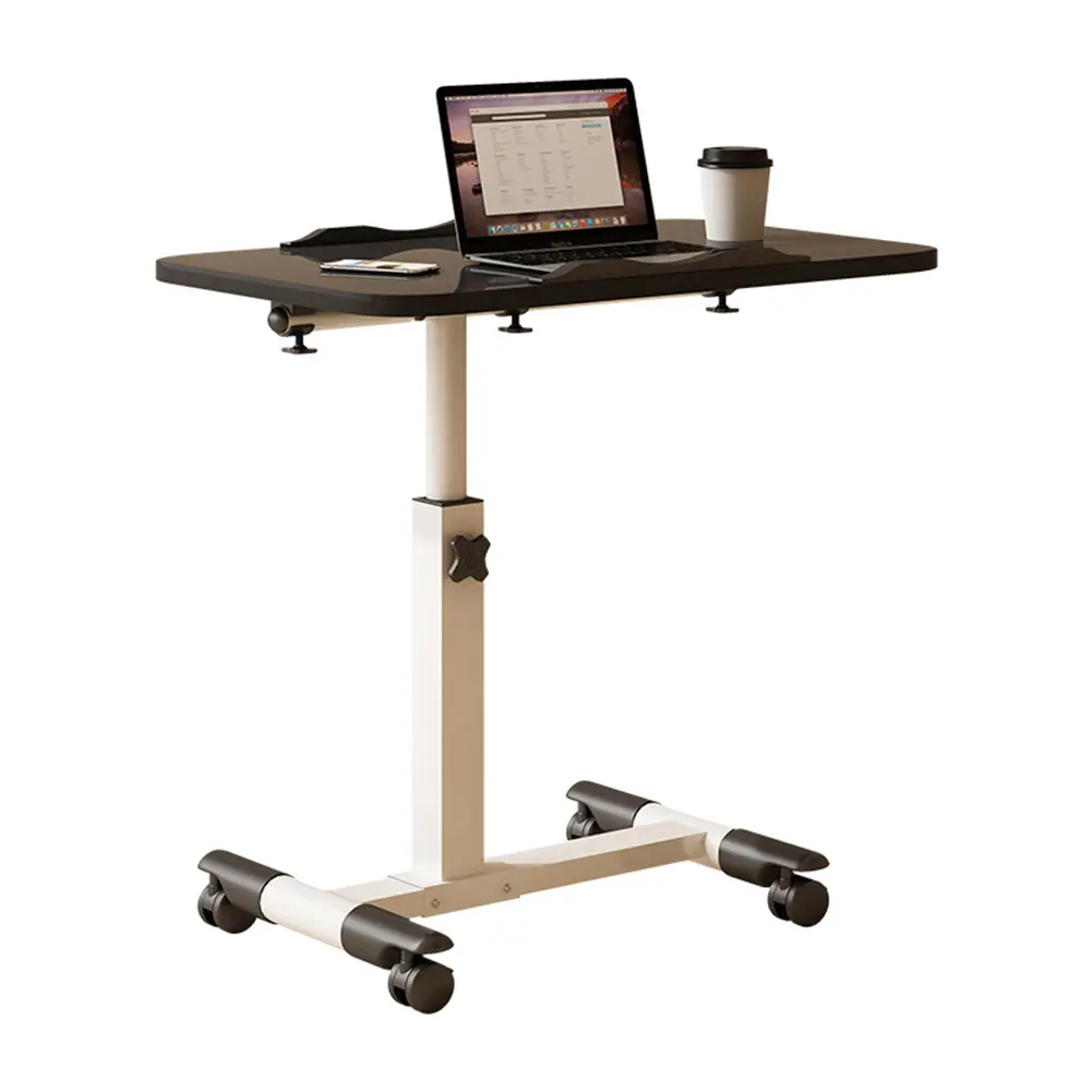Portable Folding Home Office Furniture Laptop Desk - Sturdy Iron & Modern Wood Density Board Writing Table with Antislip Strips, Tilting Height-Adjustable, Rolls to Bed/Sofa for Home Office Use