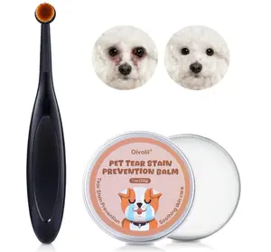 Tear Stain Remover Balm for Dogs & Cats with Pro Powder Brush – Natural Safe Gently Removes Eye Gunk & Stains – Great for White Dogs, Daily Eye Cleaning – Works Better with Pet Eye Wipes,1 oz