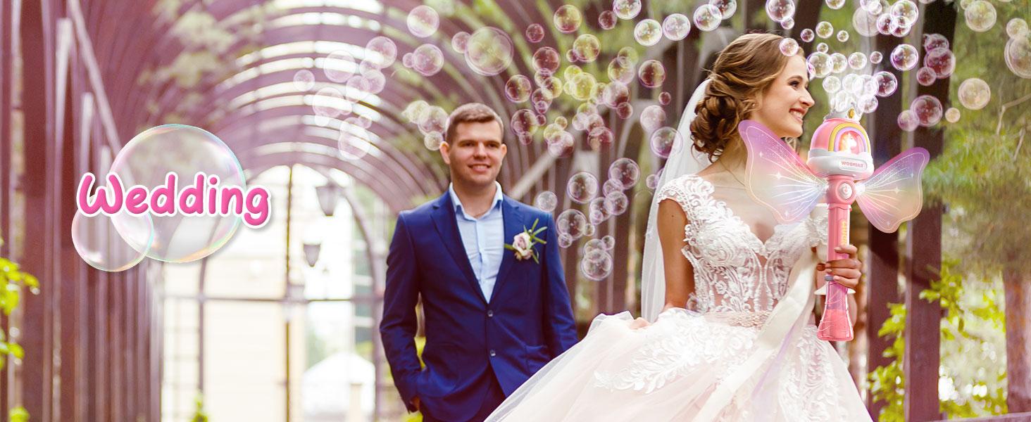 Bubble Machine Wands with Colorful Lights, Princess  Bubble Wands with 4 AA Batteries & 2 Solutions, Girl Stuff Outdoor Party Toys for Toddlers, Birthday Gift for 3 4 5 6 7 8 Year Old Girls