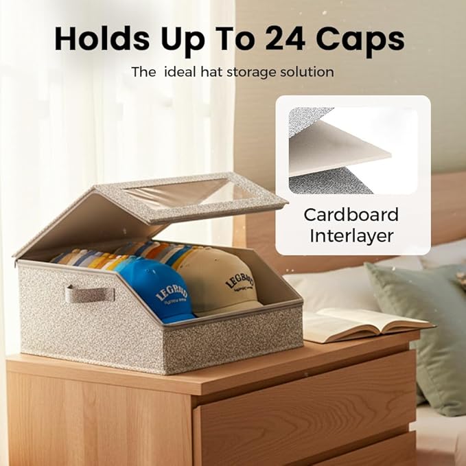 Large Stackable Hat Storage Boxes for Baseball Caps, Classic Style, Hat OrganizerRack, Wardrobe Organizer, mens gifts, hats