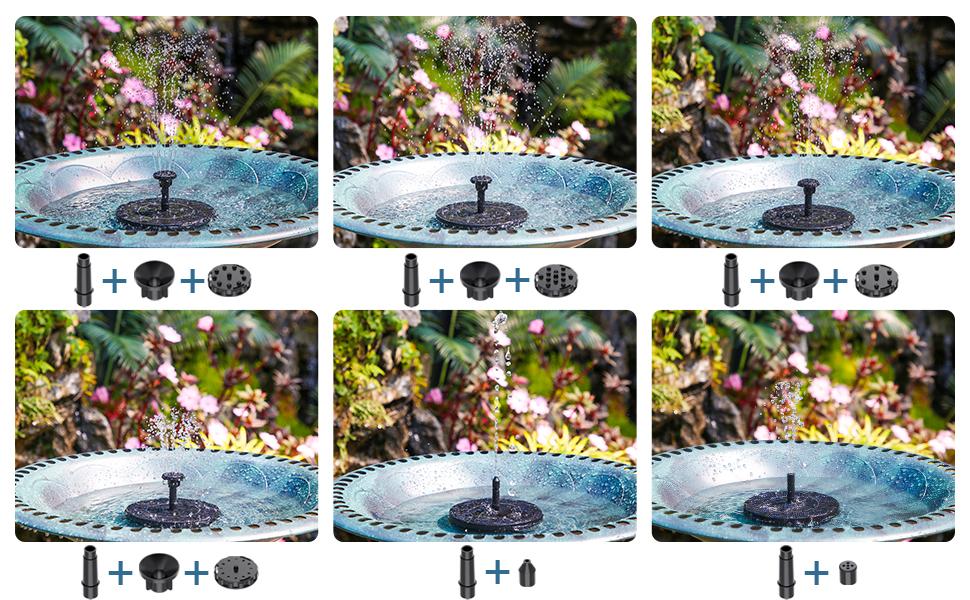 AISITIN 3.5W Solar Fountain, Solar Powered Fountain Pump with 6 Nozzles, Solar Birdbath Fountains for Bird Baths, Garden Decoration, Ponds, Fish Tank and Aquarium