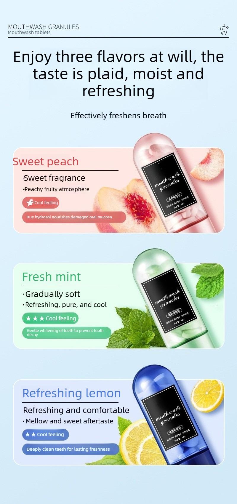 Mouthwash Tablets 18g / 26-30 Solid Toothpaste Clean Freshens Breath Powerful All-in-One Probiotic Teeth Whitening Strips