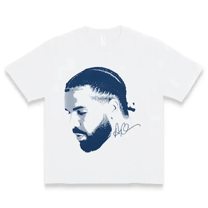 "Drake Face Graphic Tee – Cotton Retro Hip Hop Shirt, Unisex Casual Crew Neck T-Shirt, Bold Vintage Y2K Rap Style, Comfortable Everyday Cotton Tee, Menswear Streetwear Camiseta, Trendy Urban Outfit, Gift-Ready Summer Verano Top"