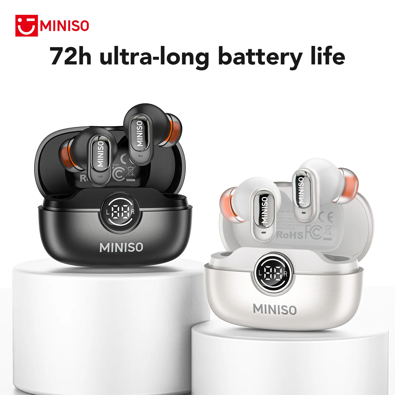 MINISO MS105 Invisible Wireless Bluetooth Translation Earbuds - Portable Electronic Audio Headset, 135+ Languages Instant Real-Time Translation, IPX5 Waterproof Mini Tiny Earphones for Work, Sport