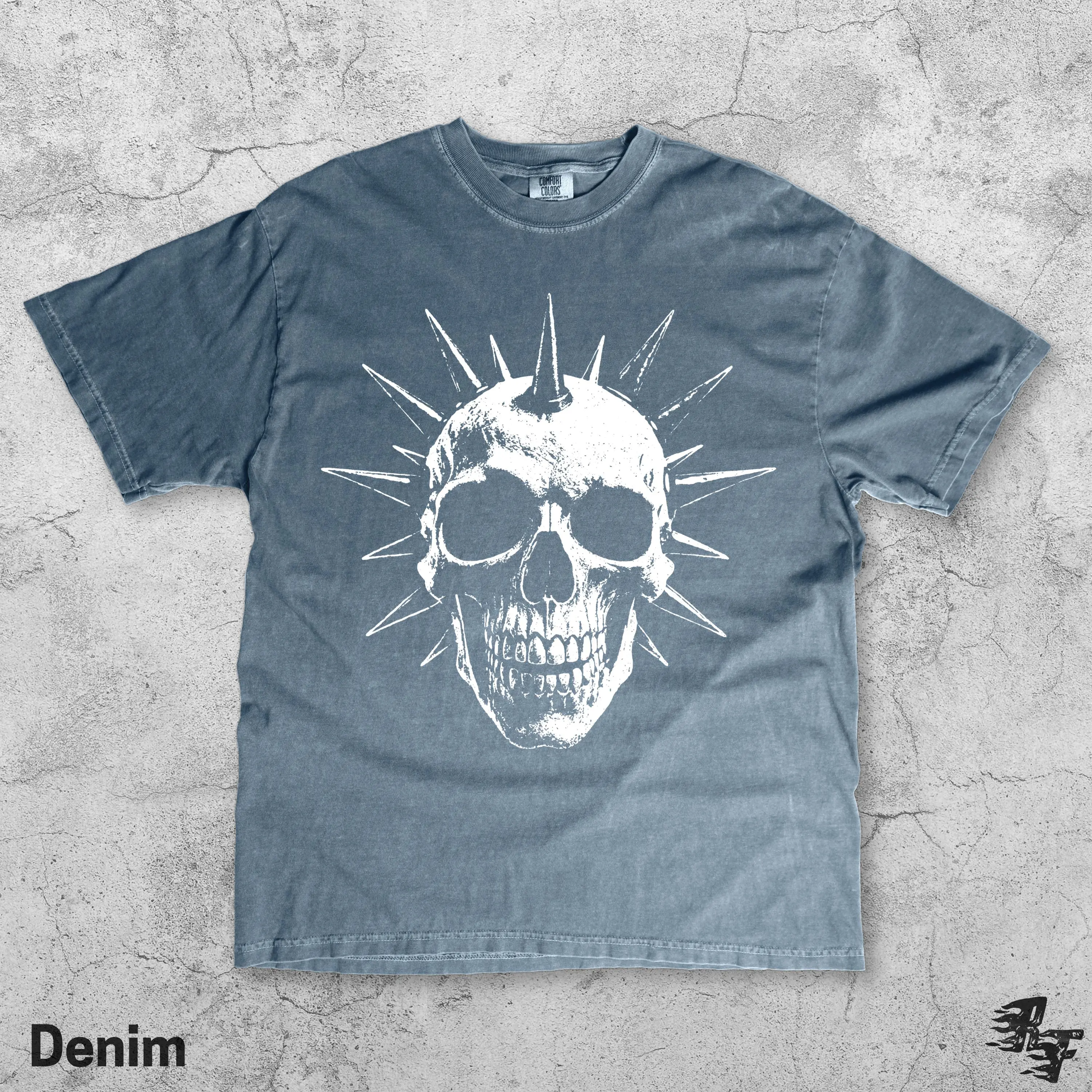 Y2K Spiked Skull Punk T-Shirt, Retro Gothic Horror Graphic Tee, Heavy Metal Rock Shirt, 90s Vintage Dark Aesthetic Streetwear Unisex Top