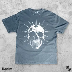 Y2K Spiked Skull Punk T-Shirt, Retro Gothic Horror Graphic Tee, Heavy Metal Rock Shirt, 90s Vintage Dark Aesthetic Streetwear Unisex Top