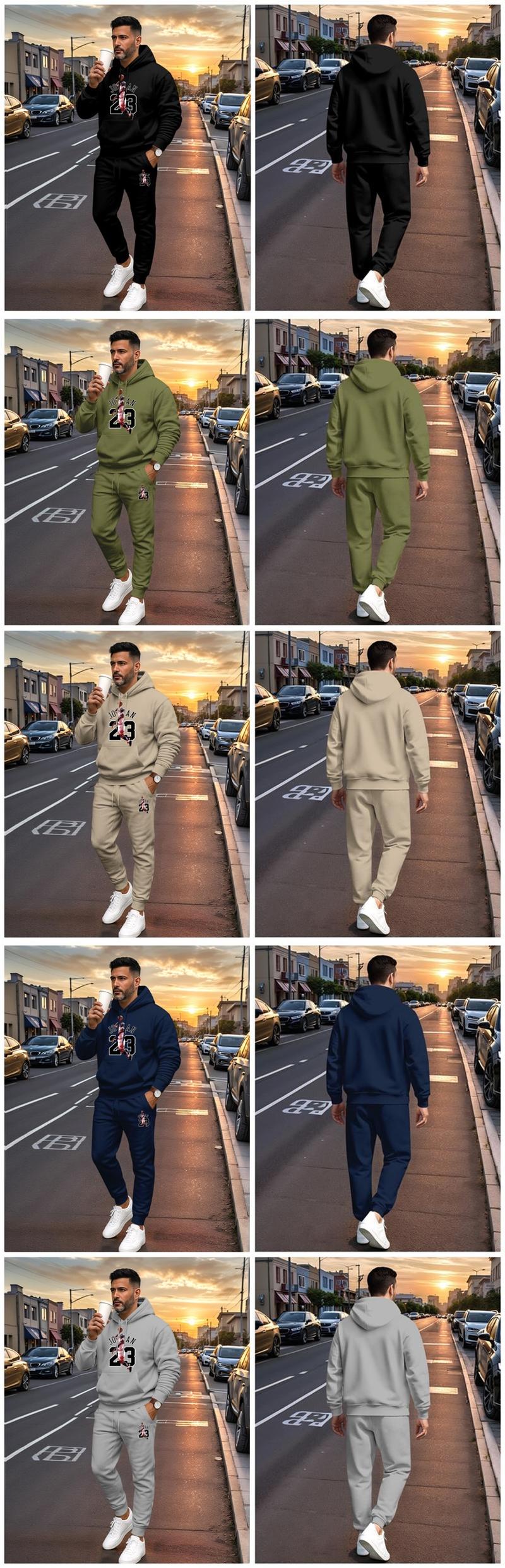 Men's NO.23 Player Printed Hoodie and Drawstring Sweatpants Set, Menswear, Casual Athletic Long Sleeve Hooded Jacket & Trousers for Fall & Winter, Men's Clothing for Daily Wear, Sportswear Indoor Outdoor, Tracksuit, Athleisure Summer Clothes