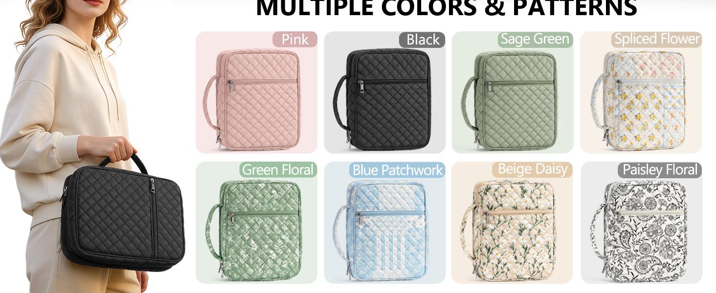 FLOE Bible Cover Case for Women Large Bible Bag, Bible Study Supplies Journaling Kit Quilted Church Bag with Handle, Puffer Carrying Case w/Tabs Accessories Easter Mothers Day Christian Gifts for Women Mom