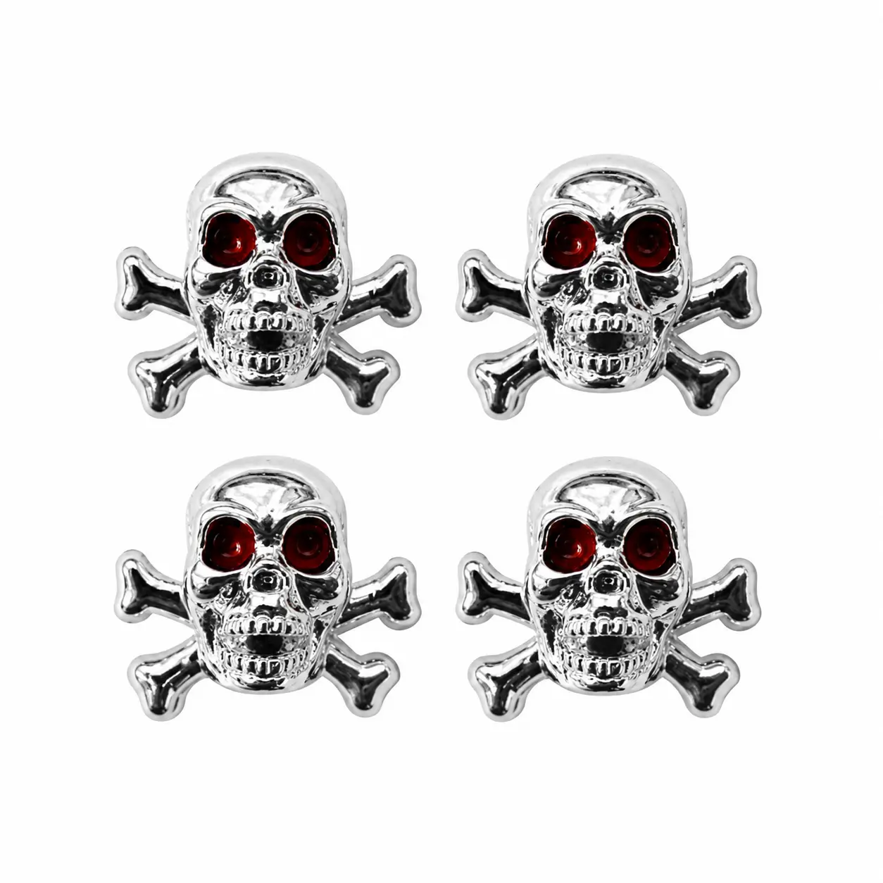United Pacific 70004 Chrome Skull Valve Caps, 4-Pack Auto Wheel Center Caps
