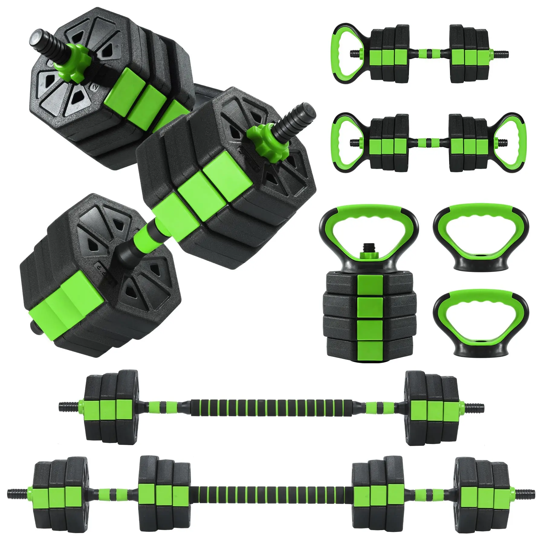 Adjustable Dumbbells Set of 2 (66/88 Lbs) – Anti-Rolling Free Weights with Anti-Slip Handle, Convertible to Barbell/Kettlebell, Home Fitness Equipment for Dumbbell Rows, Full Body Workout, Resistance & Arm Strength Training, Bicep Curl Weight Lifting, Res
