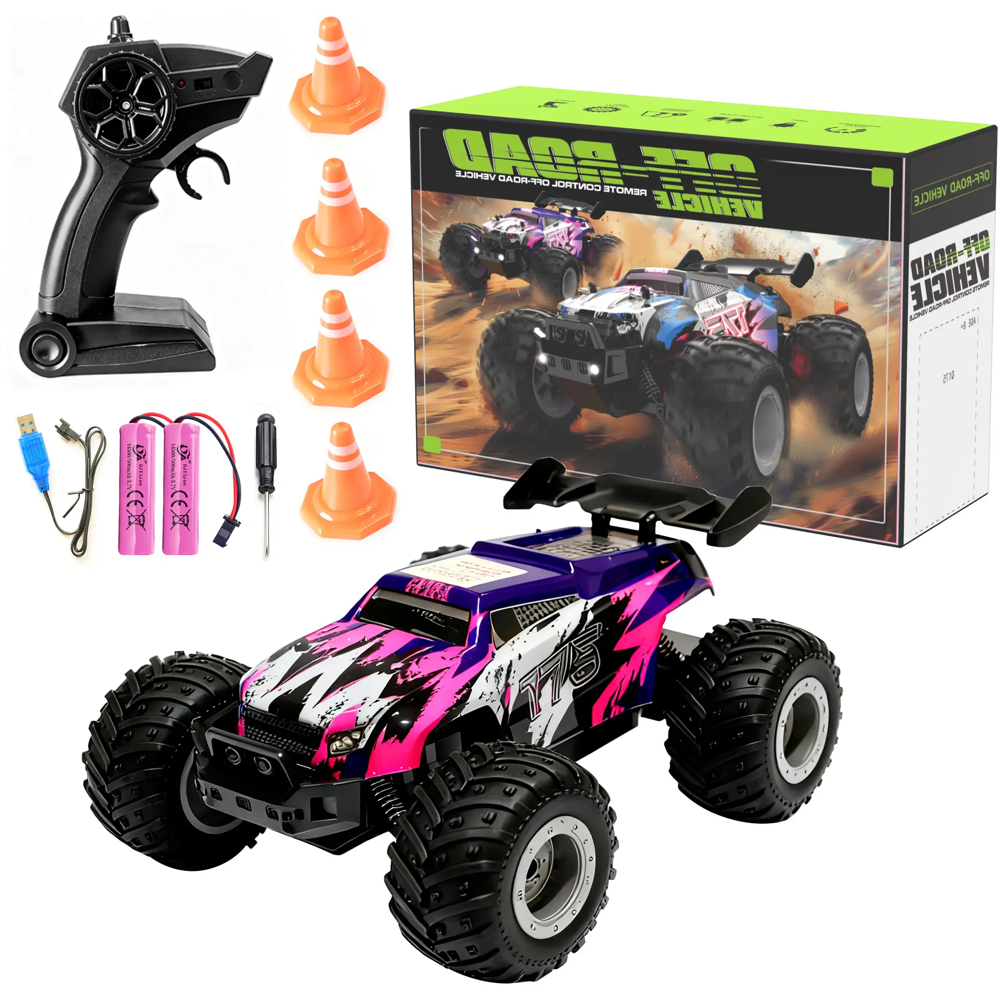 1:18 Scale High Speed RC Car,Remote Control Monster Truck, 4WD Remote Control Car with 2.4GHz Controller, Rechargeable Battery, LED Lights, Shock Absorber Suspension, Kids Toys Gift for Boys, Up To 50 Min Outdoor Fun, Built For Outdoor Adventures