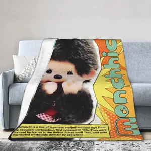 Aura Blankets Monchhichis Kun Chan Couple Blanket Flannel Decoration Cute Cartoon Multifunction Super Soft Throw Blanket for Bedding Throws Superb Christmas blanket gift