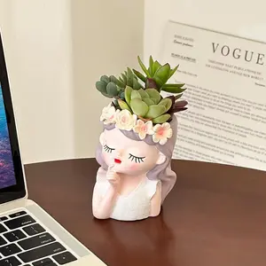 Resin Fairy Girl Planter– Elegant Desktop Flower Pot & Home Décor Gift
