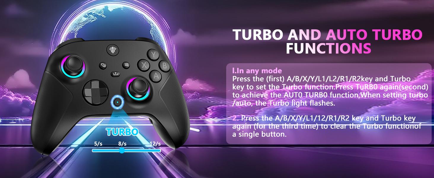 YUYIU Elite 2.4G Wireless Controller for Xbox Series X|S & Steam PC with 7 RGB Lights Dual Vibration Turbo Programmable 3.5mm Audio Jack 1000mAh Battery