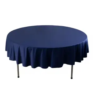 Scuba Round 90" Tablecloth Navy Blue - Wrinkle Free & Stain Resistant Table Cover