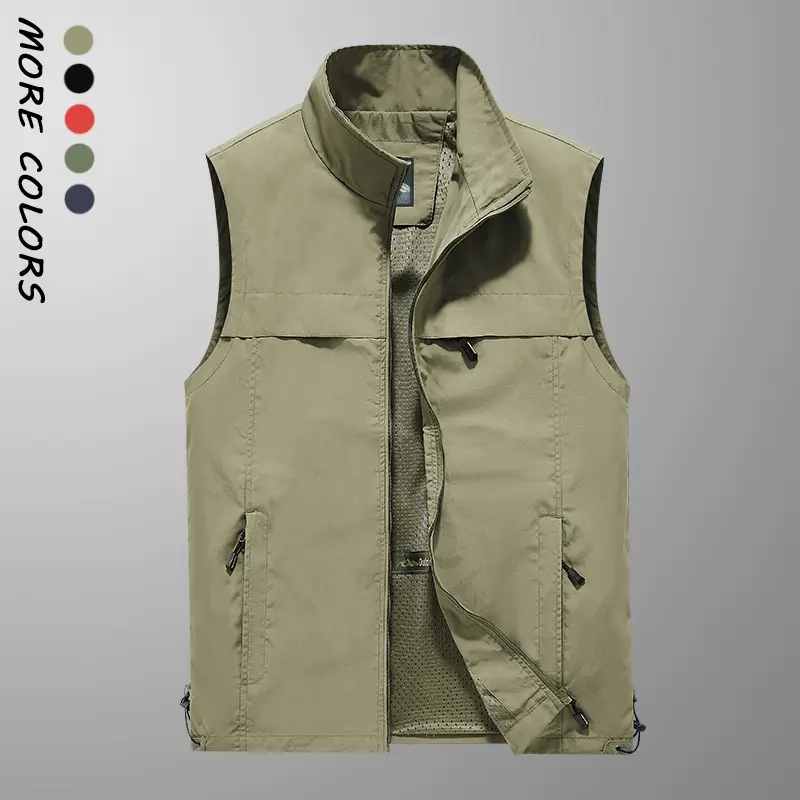 Men's Casual Versatile Fishing Gilet - Menswear Tops Jacket Activewear, Multiple Pockets, Breathable Mesh, Durable Lightweight Fabric, Comfortable for Fishing, Outdoor Activities, Everyday Casual Use, Sleeveless