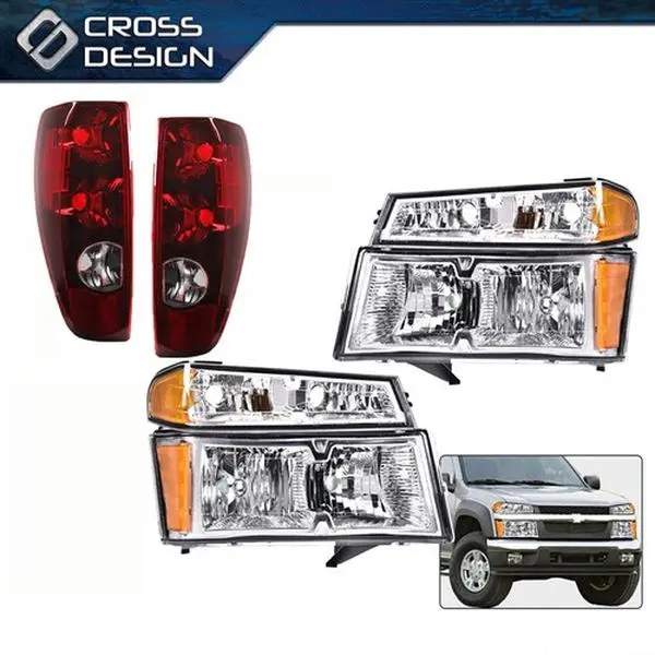 CROSSDESIGN Precise Amber Headlights & Tail Lights - Water-Resistant, Shock-Resistant Automotive Car Accessories for 04-12 Chevy Colorado Canyon Truck, 2007-2008 Isuzu I-290 Bumper