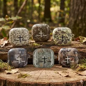 Jesus Saves Camo AirPods Case with Cross | Christian Faith Protective Cover for AirPods Gen 1–4 & Pro 1–2 | Religious Gift