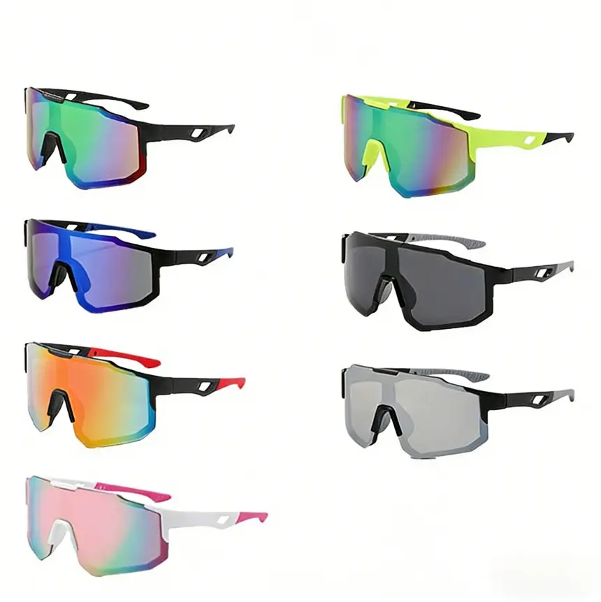 7-Sets Adults' European and American Style Large Frame Slim Colorful Sport Sunglasses - Windproof, Sun Protection, Multi-Sport Use for Cycling, All Seasons, Sunglasses for Women