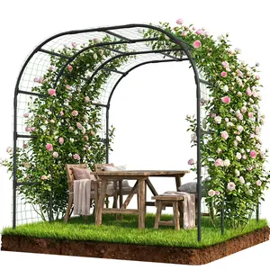 Lilypelle Large Tall Garden Wedding Arch Trellis for Climbing Plants 87in Tall Black Outdoor Garden Arbor for Party and Backyard Decoration