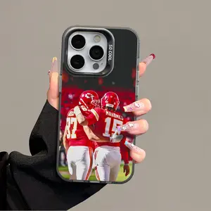 Kelce Mahomes IPhone 17 Promax Phone Case Anti Drop Case Suitable For IPhone 16 15 14 13 12 11 Xs Plus Samsung S25 S24 S23 S22 Ultra FE Acrylic Protective Shockproof Rugged Case Rugby