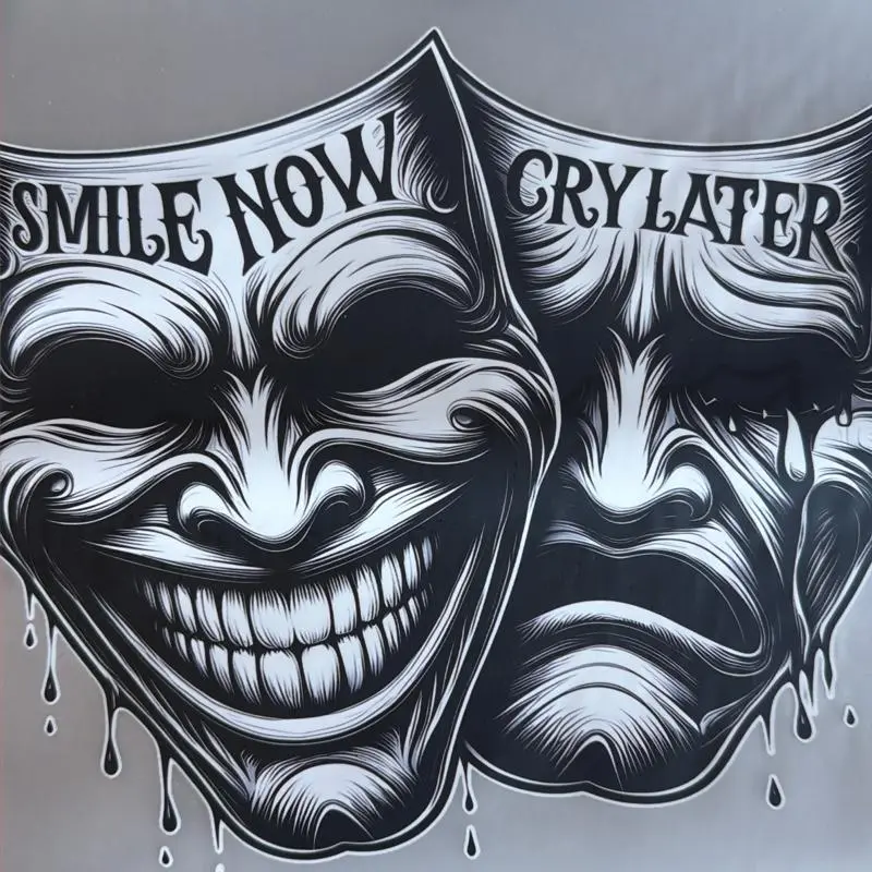 Smile Now Cry Later Gangsheet DTF Heat Transfers - Hot Peel, Colorful Custom Fabric Craft Supplies for DIY Projects, Art