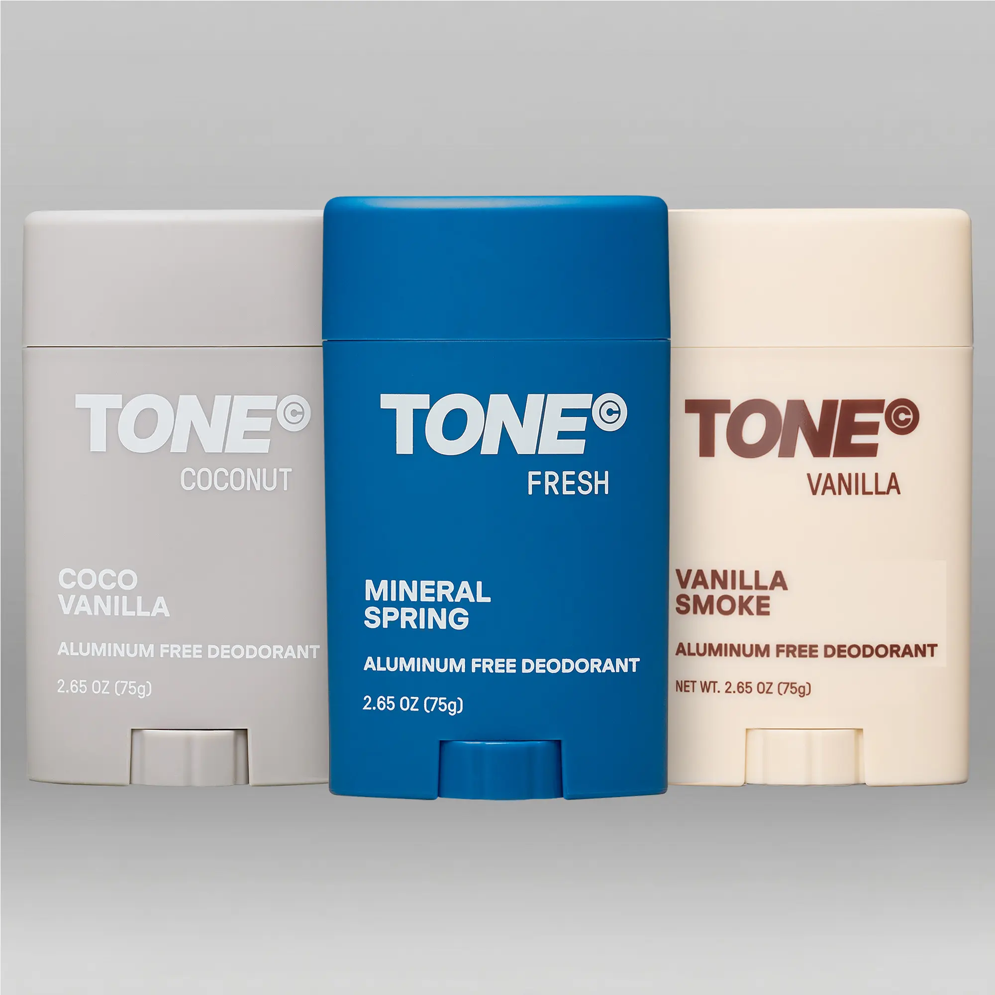 TONE Aluminum-Free Scented Deodorant 3-Pack - Body Care Gift Set with Fresh, Coconut, Vanilla Smoke Aroma, Dermatologist-Tested, Long Lasting Up to 48-Hour Fresh Odor Protection