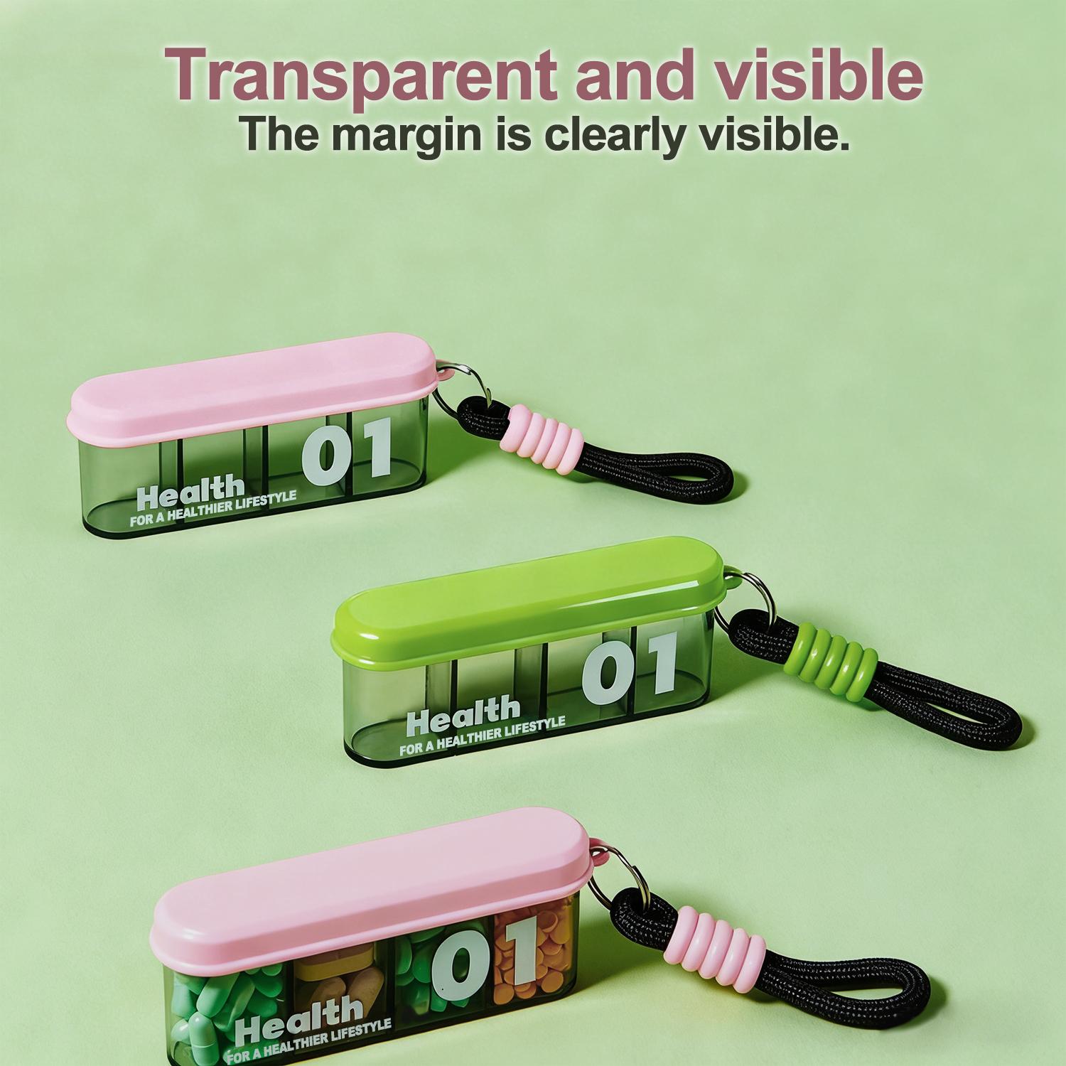 4PCS Pill Organizer, BPA Free Travel Pill Box Case with Wide Open Design and 4 Compartment to Hold Vitamins, Cod Liver Oil, Supplements and Medication