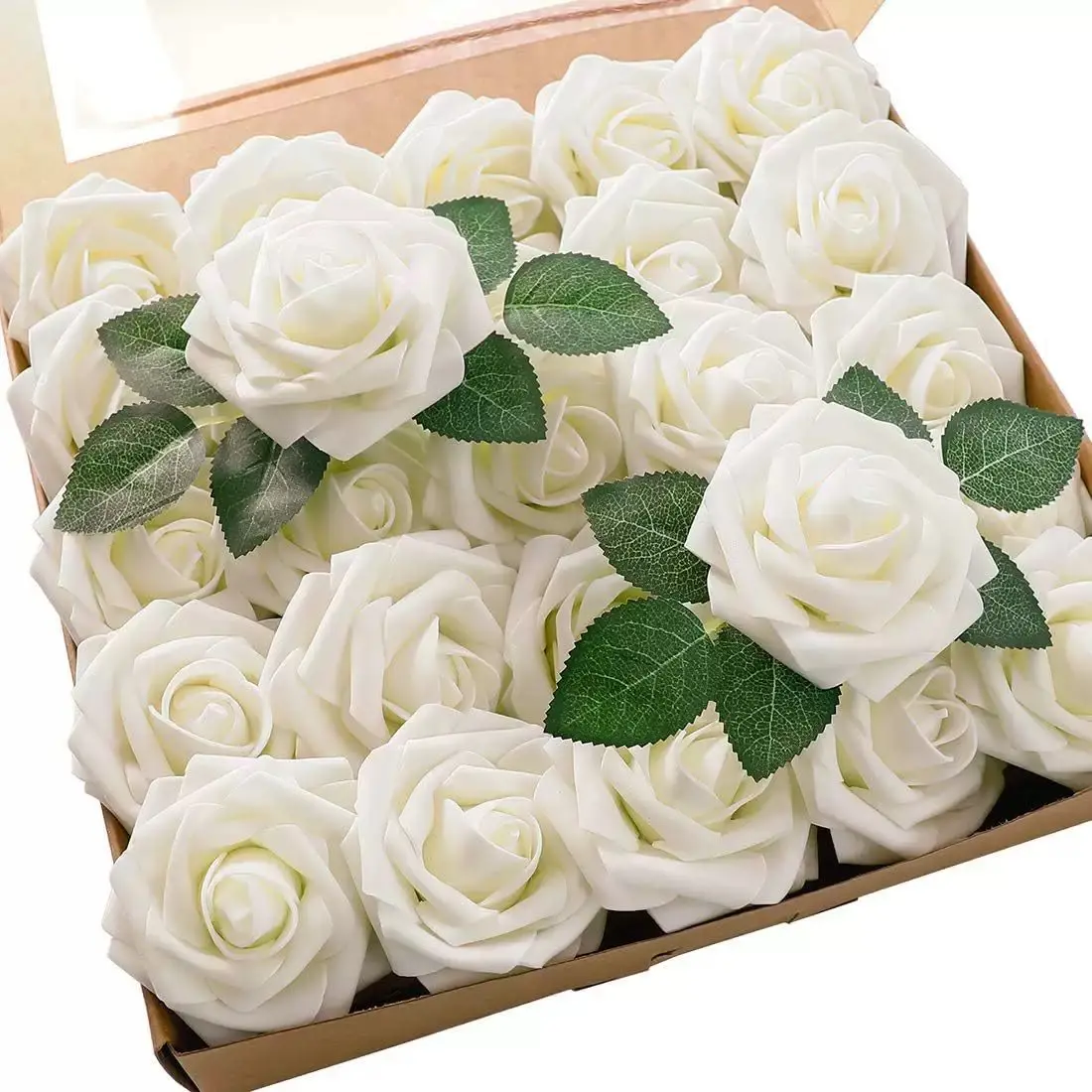 25pcs/50pcs/100 pcs Artificial Flower Foam Rose Real Touch Roses Flower Heads with Stem Gift Box packaged for Mother's Day Gift DIY Wedding Bouquets Centerpieces Arrangements Party Baby Shower Home Decor