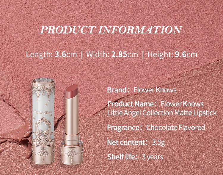 Flower Knows Little Angel Collection Matte Lipstick - High Pigmentation, Velvet Matte Finish, Long Lasting, Smooth Application