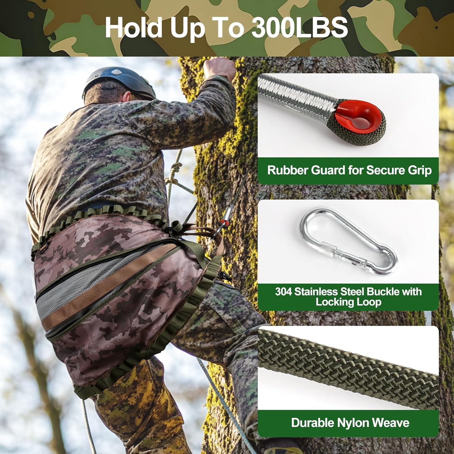 Complete Tree Saddle Hunting Kit, Includes Lightweight Hunting Saddle, 12"x12" Aluminum Platform, 4 Pack Climbing Sticks, Ropes, Bridge & Tether – All-in-One Mobile System for Saddle Hunters