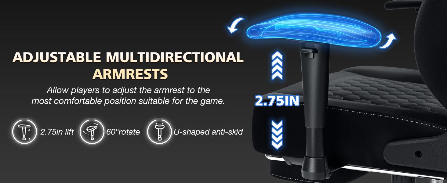 HOFFREE Gaming Chair Suede Fabric with Pocket Spring Cushion Massage Gaming Chairs with Footrest 165° Reclining Game Chairs for Adults Ergonomic Computer Chair for Gaming Office Black