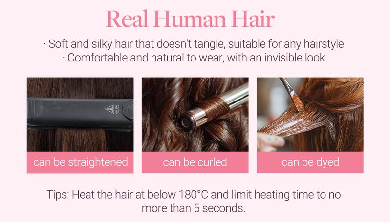 GOO GOO Scalp Hair Fill-Ins Clip-in Short Hair Extensions Real Human Hair, Thinning Hair Fill-Ins Natural Look Volumizer for Women