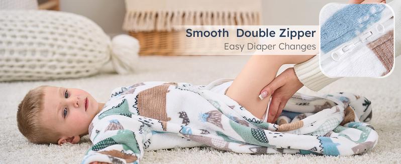 Yoofoss Baby Sleep Sack 0-24 Months, Long Sleeve Sleep Sack 1.5 Tog, Fleece Baby Wearable Blanket with 2-Way Zipper, Soft Warm