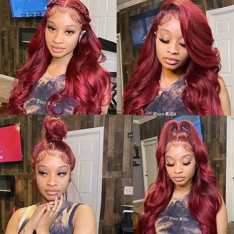 Burgundy 99J Lace Front Wig Straight 13x6 HD Lace Frontal Wig Human Hair For Women Pre Plucked Colored Lace Wig 180% Density