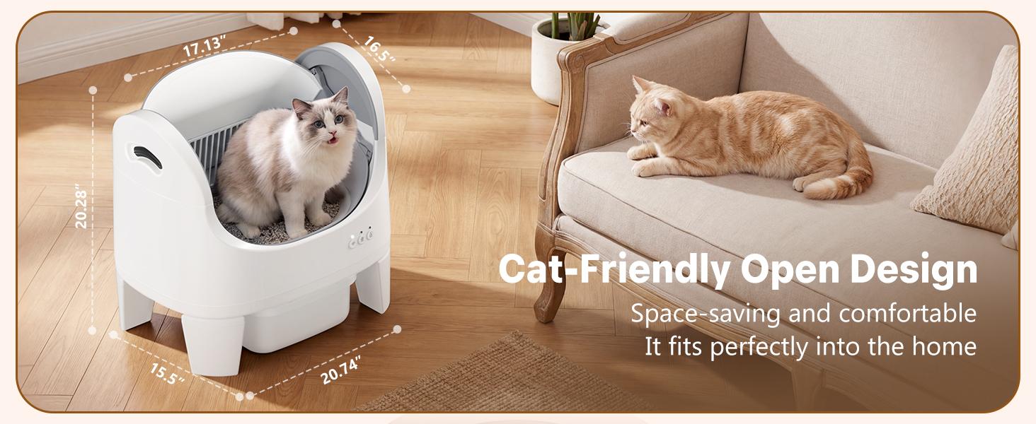 Best Seller | ECORUI Self - Cleaning - Litter Box Open Top Automatic with App Control for Multiple Cats Safety Sensors Protection Cream White 16.5"x17.3" Entrance 8L Compartment Best Seller | ECORUI Self - Cleaning - Litter Box Open Top Automatic with App Control for Multiple Cats Safety Sensors Protection Cream White 16.5"x17.3" Entrance 8L Compartment