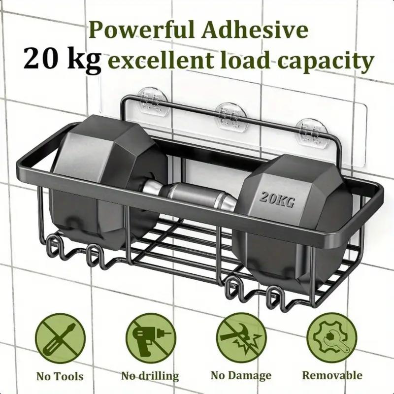 Bathroom Storage Rack Set,5 Pack Shower-Caddy Shelf Organizer. Adhesive wall-mounted Shower Rack. No Drilling Large-Capacity Anti-Slip Bathroom Mat - Rustproof Soap Storage Rack for Bathroom, Kitchen