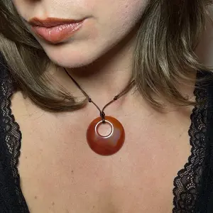 Circle Crystal Chord Good Luck Good Energy Pendant Necklace. Waterproof, gentle, long lasting, tarnish proof, one size fits all, adjustable.