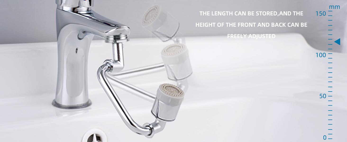 Hibbent 1080° Rotatable Faucet Extender, Swivel Faucet Aerator, Metal Faucet Attachment Dual Function Kitchen Bathroom Sink Sprayer Attachment for Gargle/Eye/Face Washing 15/16'' Male Thread