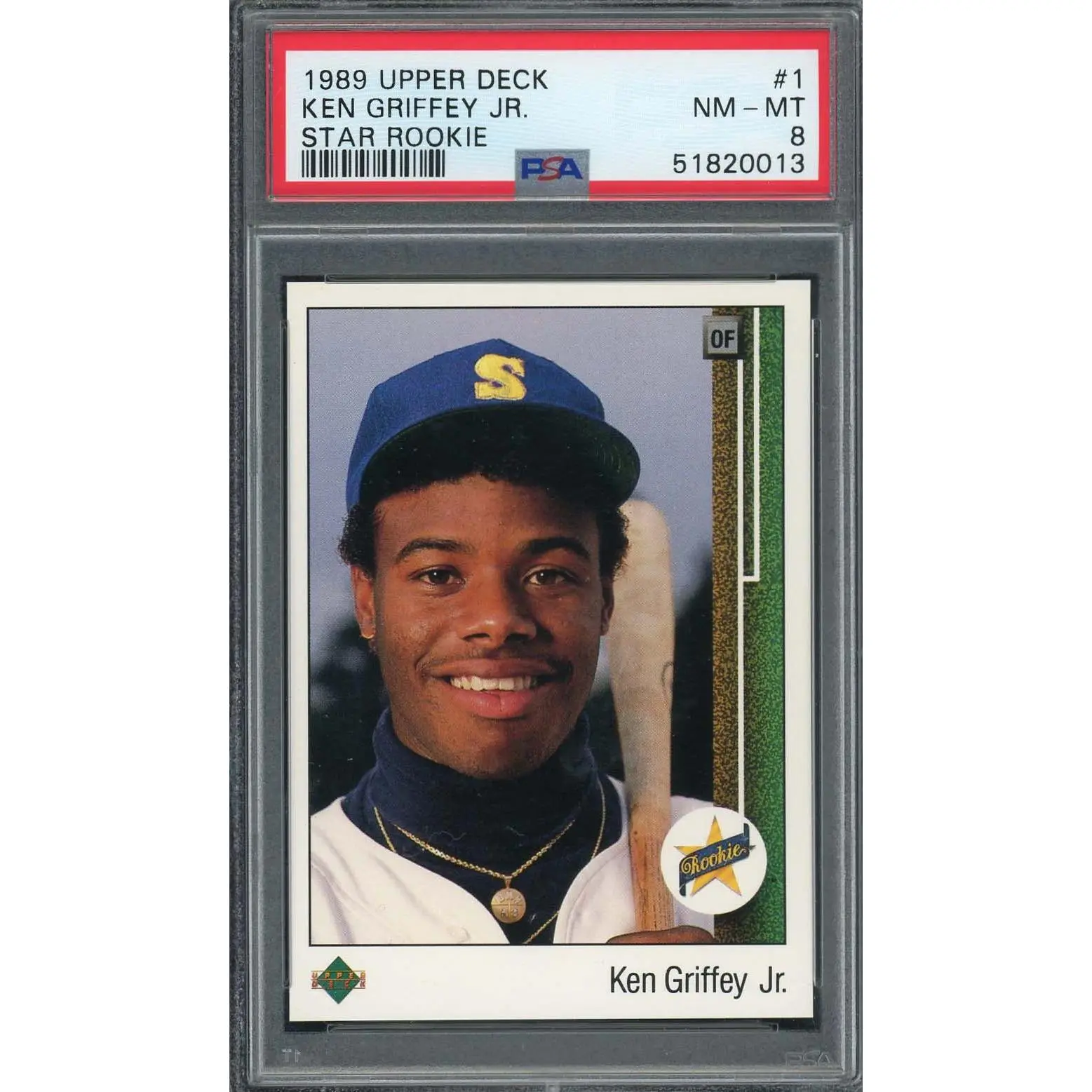 Ken Griffey Jr 1989 Upper Deck Baseball Rookie Card RC #1 PSA 8