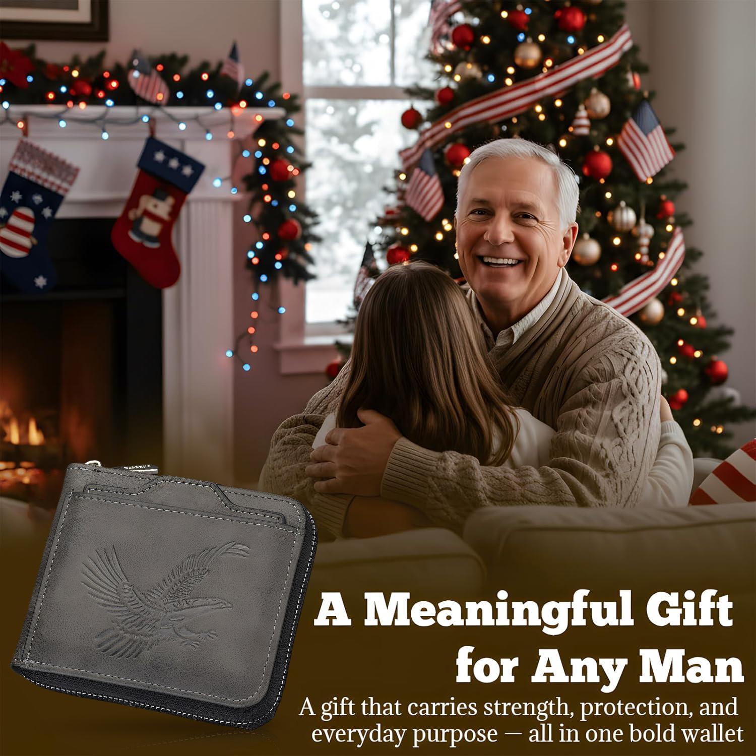 Slim Men's Vintage Eagle Embossed Short Wallet,Pocket PU Leather Bifold with ID Window & Cash Pocket,For Travel & Everyday Carry,Multi Card Slot Business Fashion Wallet