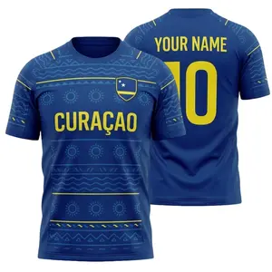 [Custom Name & Number] Curaçao Football Jersey, Personalized Curaçao Soccer Shirt, Custom Name & Number Fan Apparel, Curaçao National Team Supporter Jersey, Match Day Football Shirt, Soccer Fan Gift for Men Women Kids